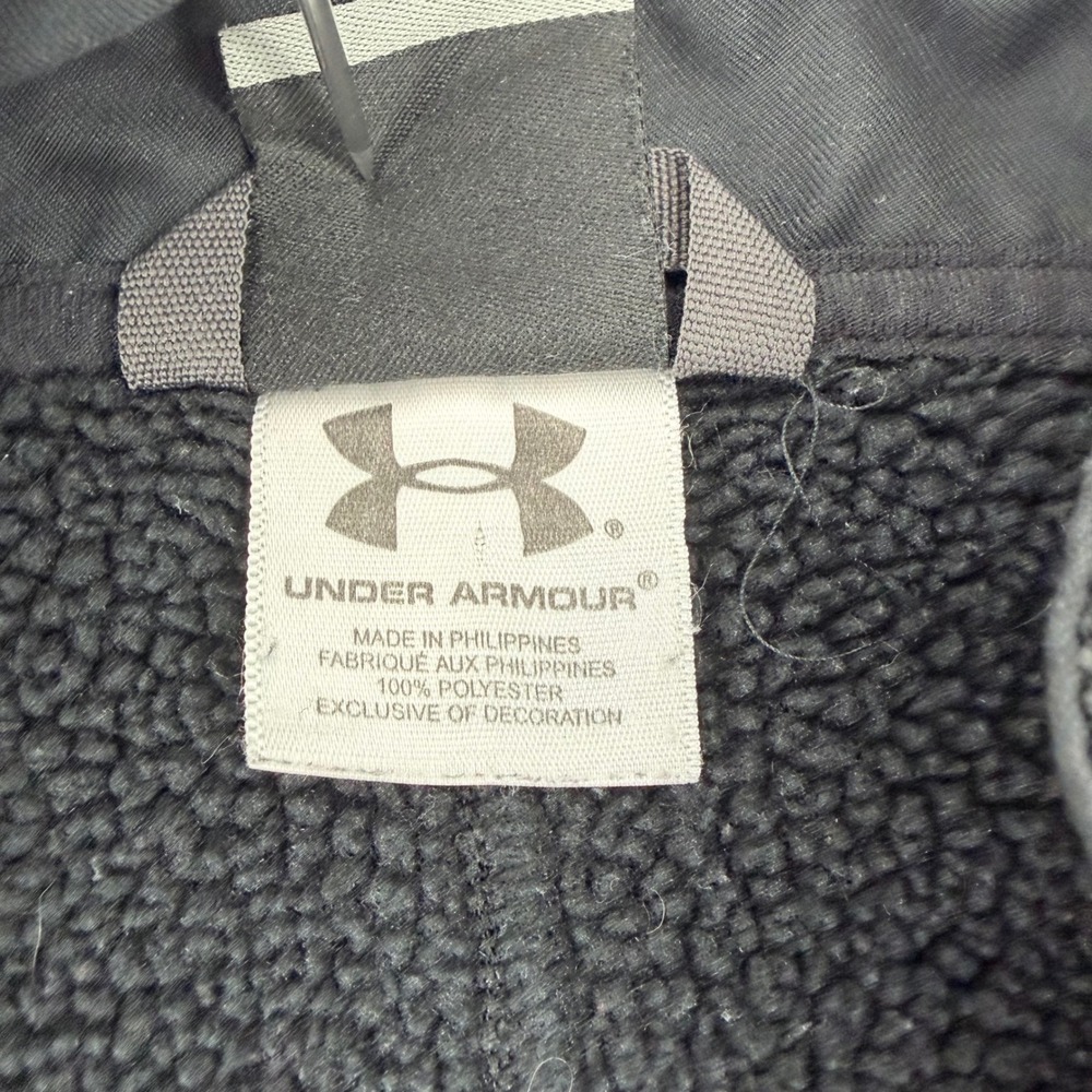 Under Armour Mens Medium Quarter Zip Fleece Pullover Black Waffle Knit Sherpa - Picture 4 of 9
